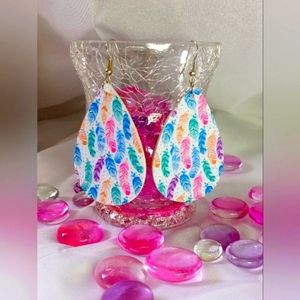 💧Teardrop earings handmade faux leather  spring vibes🌻🌸🦋🐣